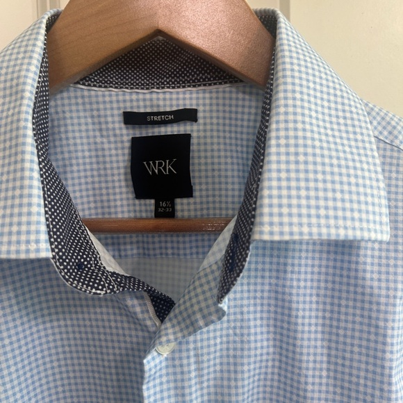 EUC like new WRK Blue and White Dress Shirt with Contrasting Collar and Cuffs - Picture 2 of 9